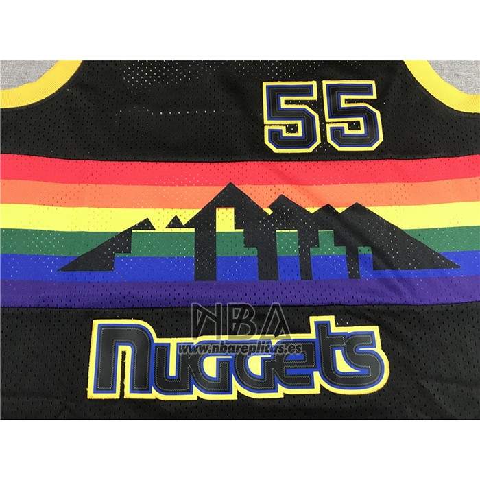 Camiseta Denver Nuggets Dikembe Mutombo NO 55 Mitchell & Ness 1991-92 Negro